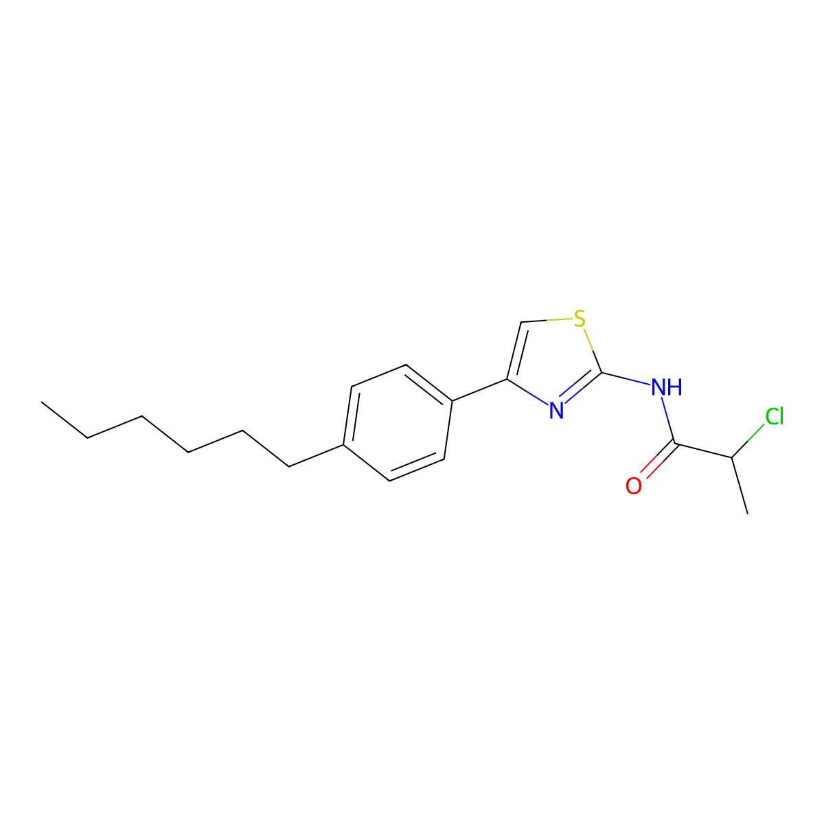 2-chloro-N-[4-(4-hexylphenyl)-1,3-thiazol-2-yl]propanamide molecular structure, CAS 554424-69-0