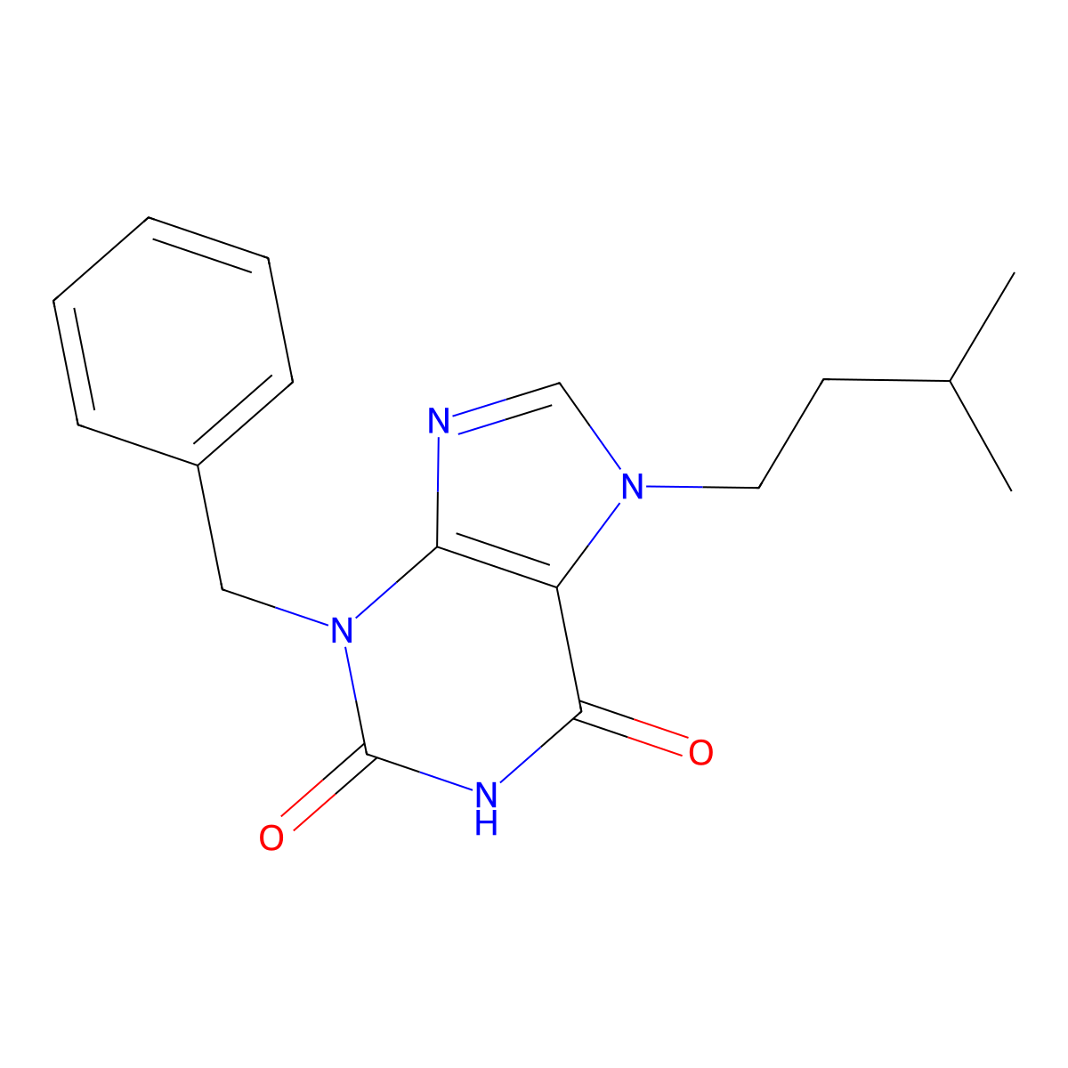 3-Benzyl-7-(3-methylbutyl)purine-2,6-dione molecular structure, CAS 554424-76-9