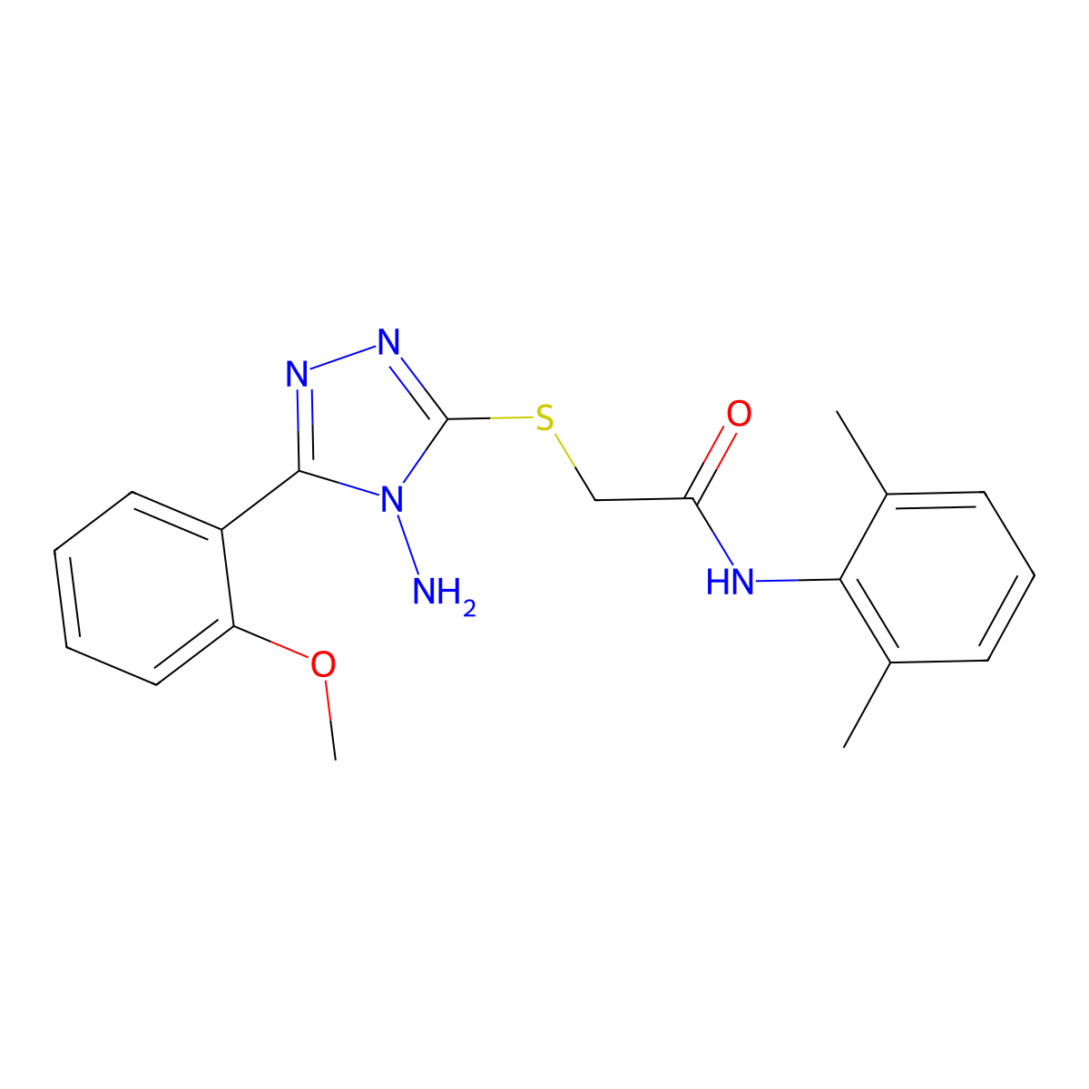 2-((4-amino-5-(2-methoxyphenyl)-4H-1,2,4-triazol-3-yl)thio)-N-(2,6-dimethylphenyl)acetamide molecular structure, CAS 554426-89-0