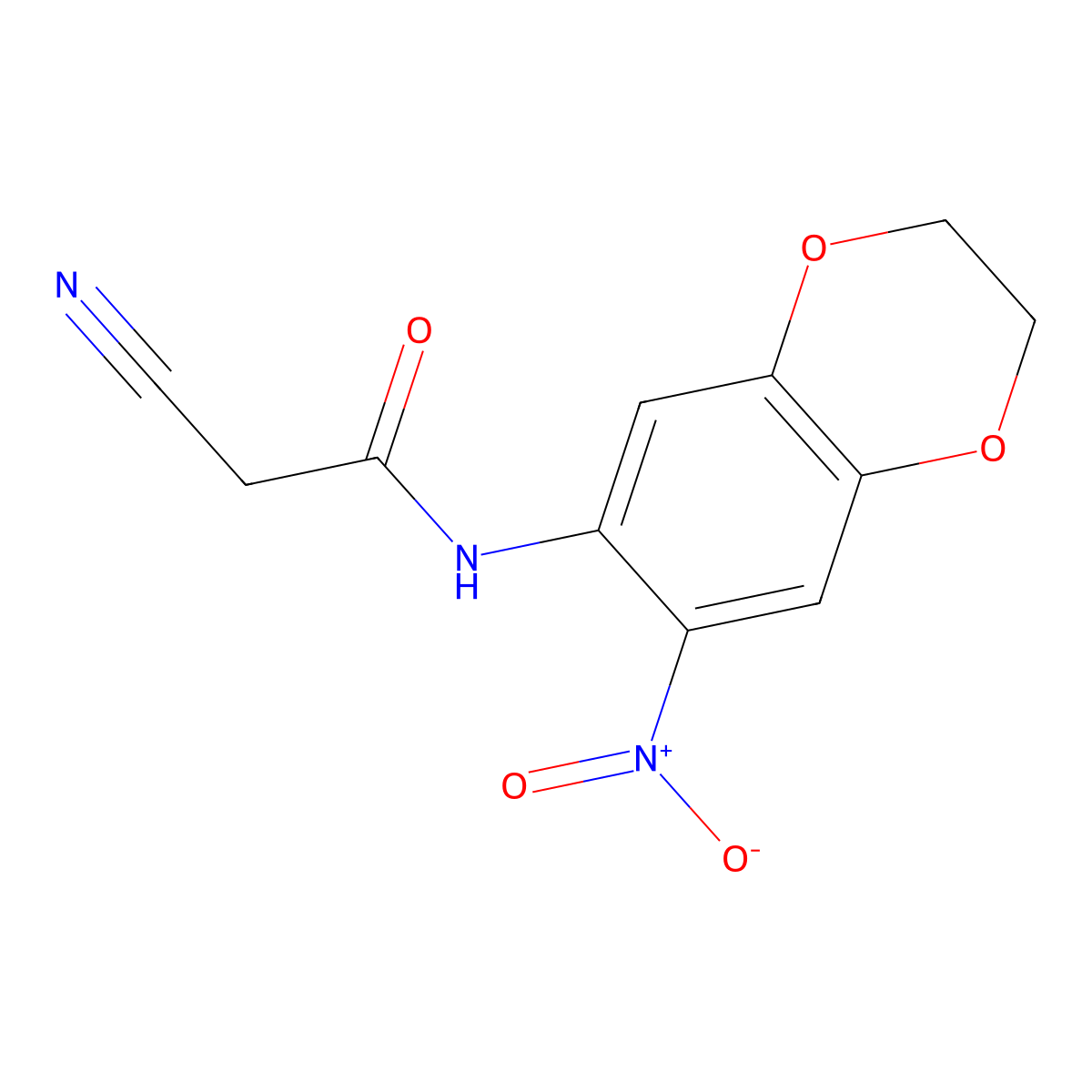 2-cyano-N-(7-nitro-2,3-dihydro-1,4-benzodioxin-6-yl)acetamide molecular structure, CAS 554436-87-2