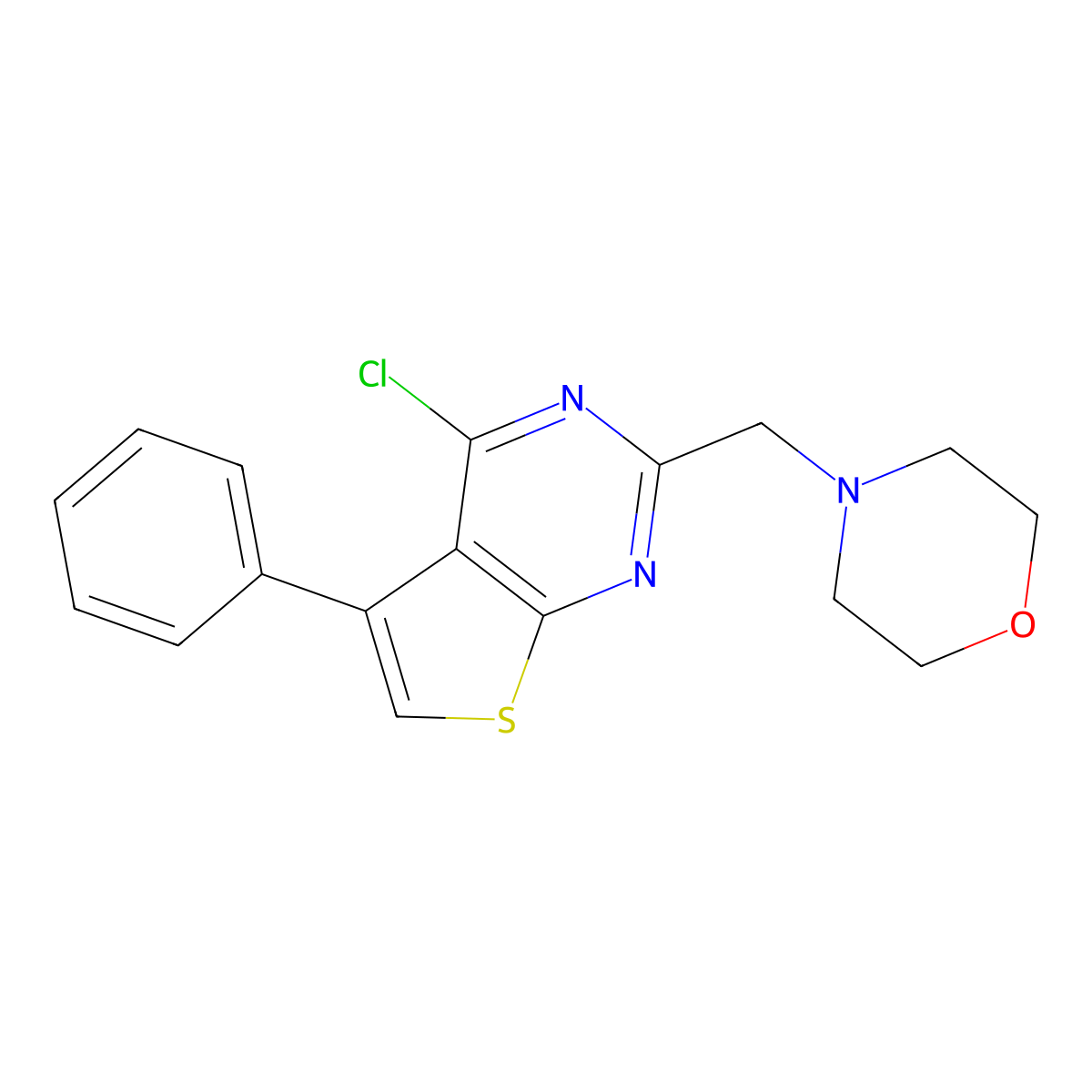 4-({4-Chloro-5-phenylthieno[2,3-d]pyrimidin-2-yl}methyl)morpholine molecular structure, CAS 554436-99-6