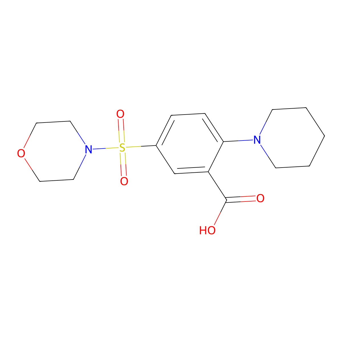 5-(4-Morpholinylsulfonyl)-2-(1-piperidinyl)benzoic acid molecular structure, CAS 554437-00-2