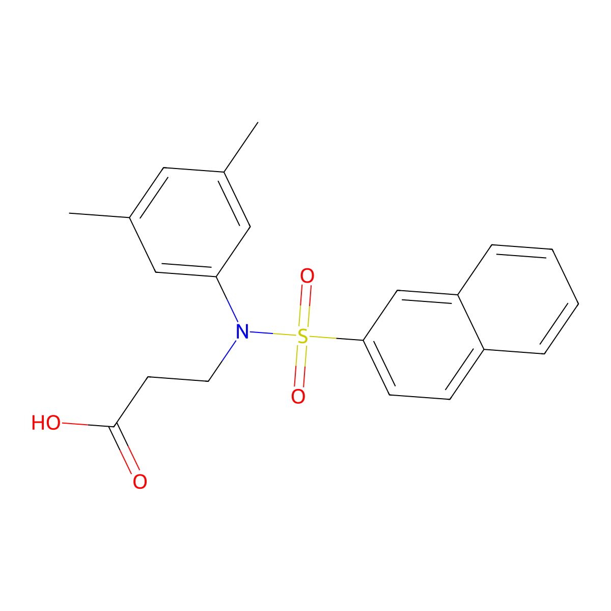 3-[N-(3,5-dimethylphenyl)naphthalene-2-sulfonamido]propanoic acid molecular structure, CAS 554438-64-1