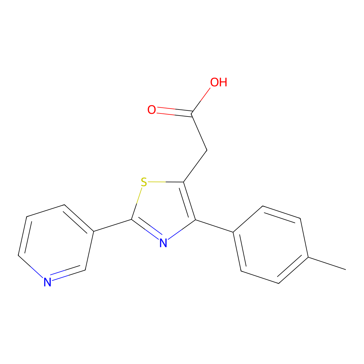 2-[4-(4-Methylphenyl)-2-(pyridin-3-yl)-1,3-thiazol-5-yl]acetic acid molecular structure, CAS 554438-65-2