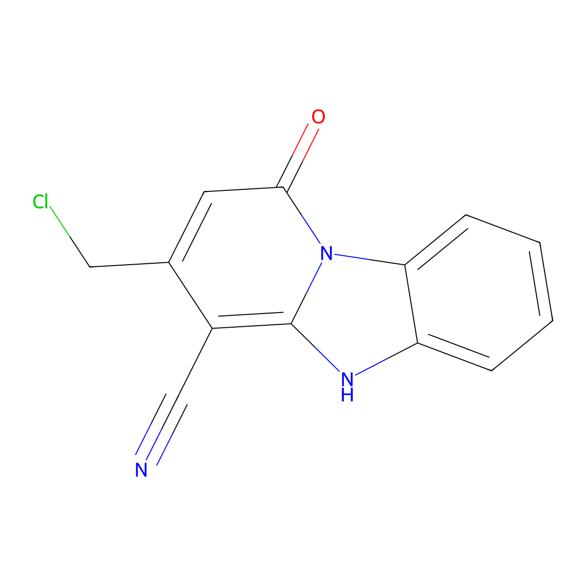 11-(Chloromethyl)-13-oxo-1,8-diazatricyclo[7.4.0.0,2,7]trideca-2,4,6,9,11-pentaene-10-carbonitrile molecular structure, CAS 554438-67-4