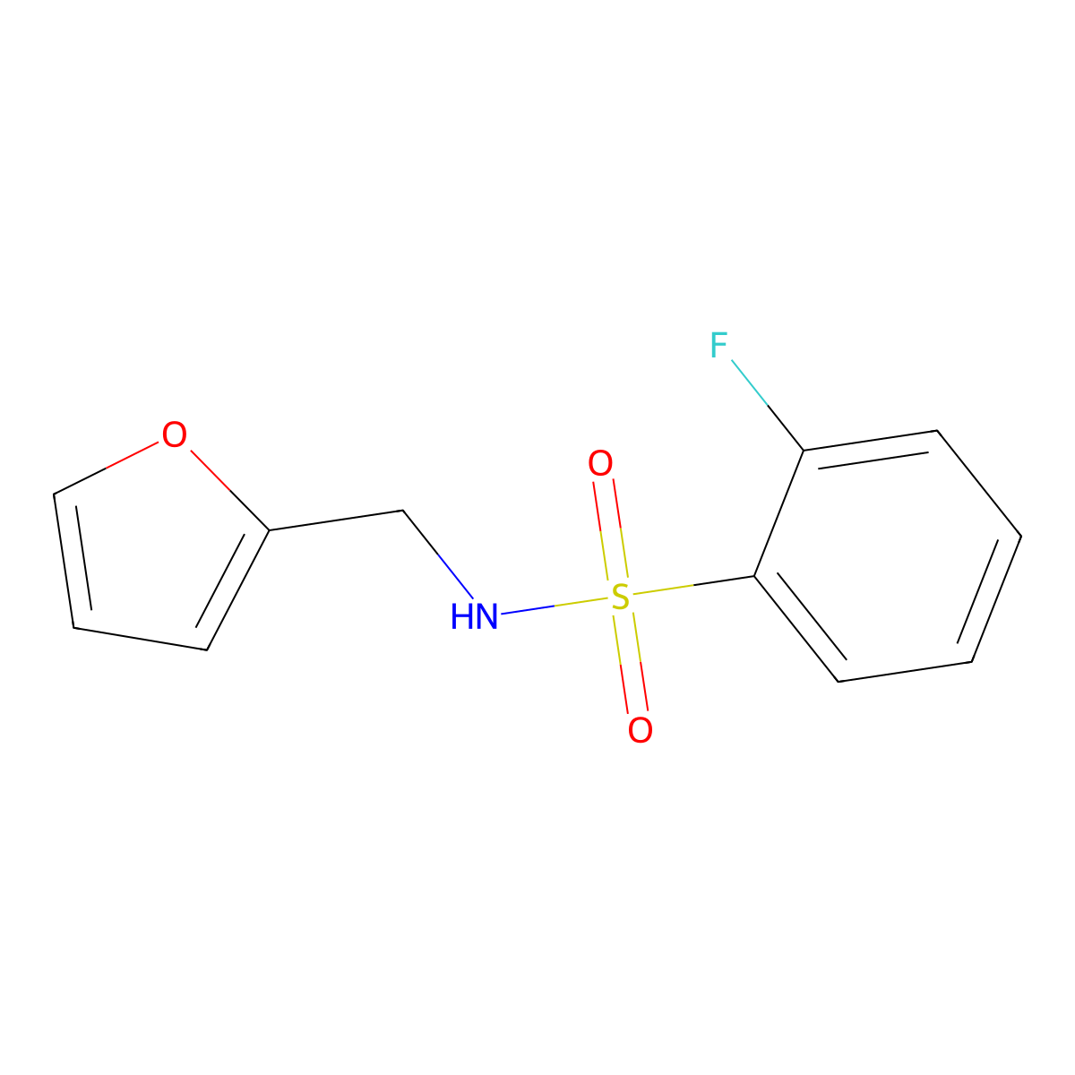 2-fluoro-N-(furan-2-ylmethyl)benzene-1-sulfonamide molecular structure, CAS 554438-90-3