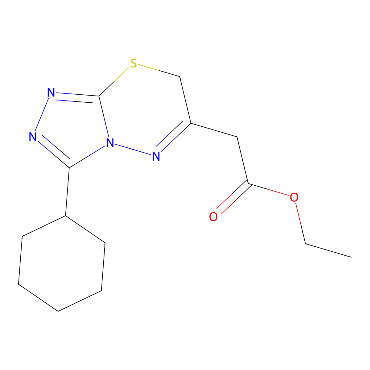 ethyl 2-{3-cyclohexyl-7H-[1,2,4]triazolo[3,4-b][1,3,4]thiadiazin-6-yl}acetate molecular structure, CAS 554438-92-5