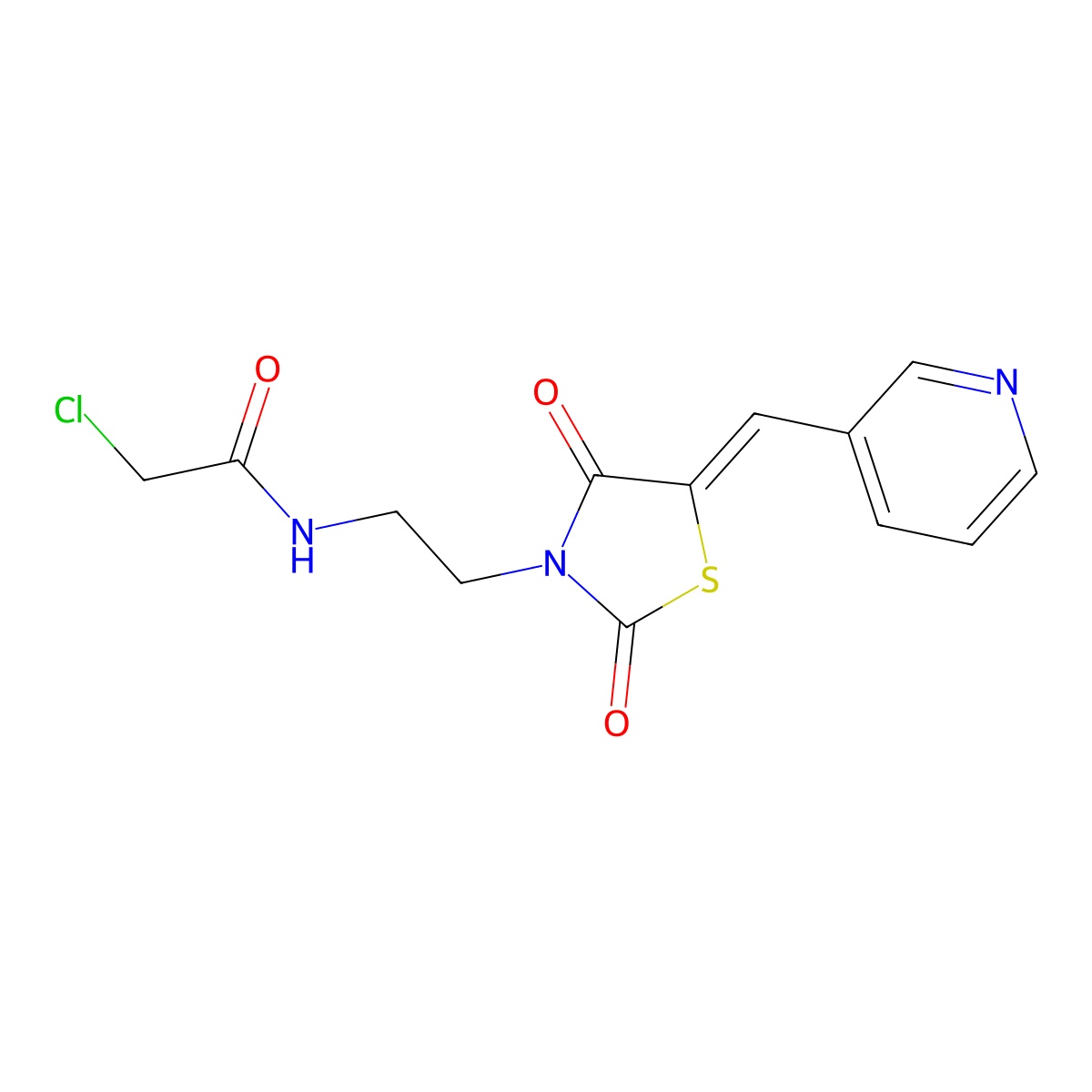2-Chloro-N-{2-[2,4-dioxo-5-(pyridin-3-ylmethylidene)-1,3-thiazolidin-3-yl]ethyl}acetamide molecular structure, CAS 554439-42-8