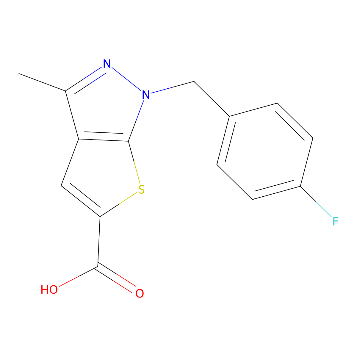1-[(4-Fluorophenyl)methyl]-3-methyl-1H-thieno[2,3-c]pyrazole-5-carboxylic acid molecular structure, CAS 554439-46-2