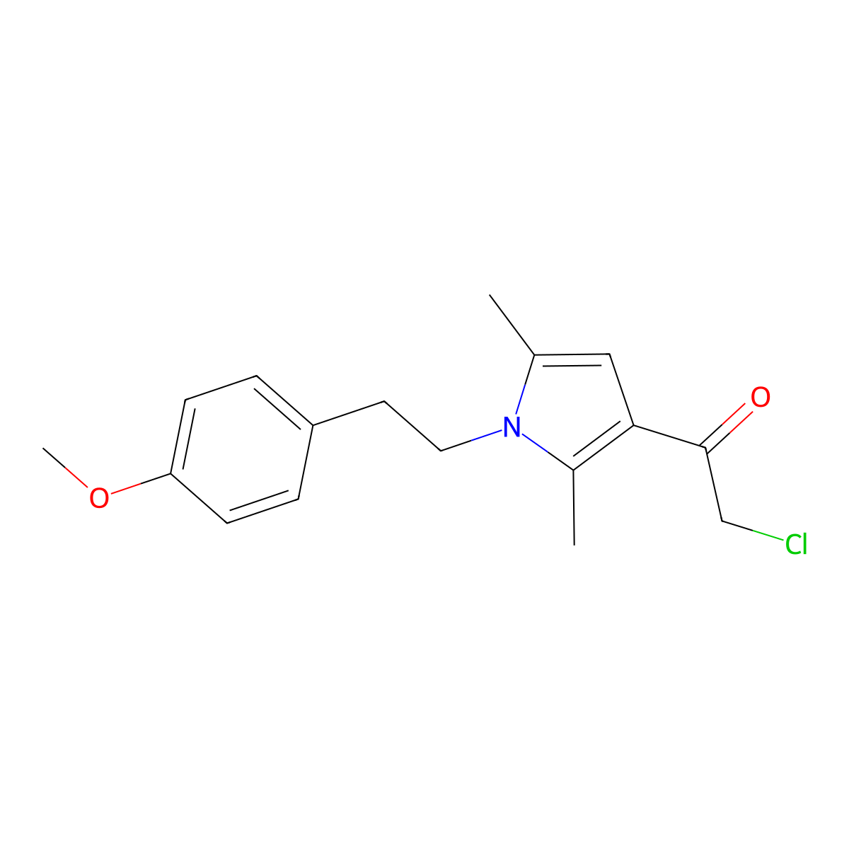 2-chloro-1-(1-(2-(4-methoxyphenyl)ethyl)-2,5-dimethyl-1H-pyrrol-3-yl)ethan-1-one molecular structure, CAS 554442-53-4