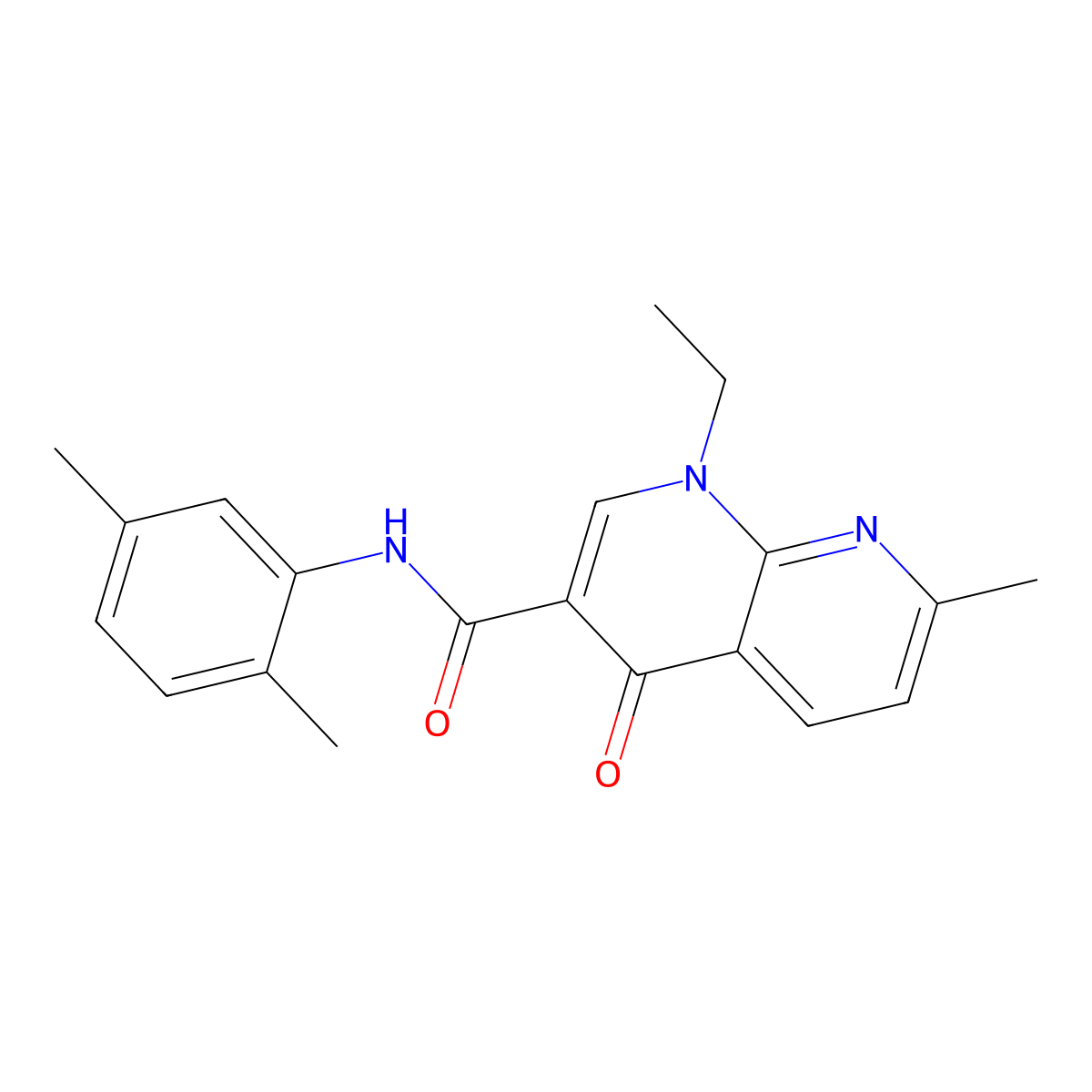 N-(2,5-dimethylphenyl)-1-ethyl-7-methyl-4-oxo-1,4-dihydro-1,8-naphthyridine-3-carboxamide molecular structure, CAS 554442-61-4