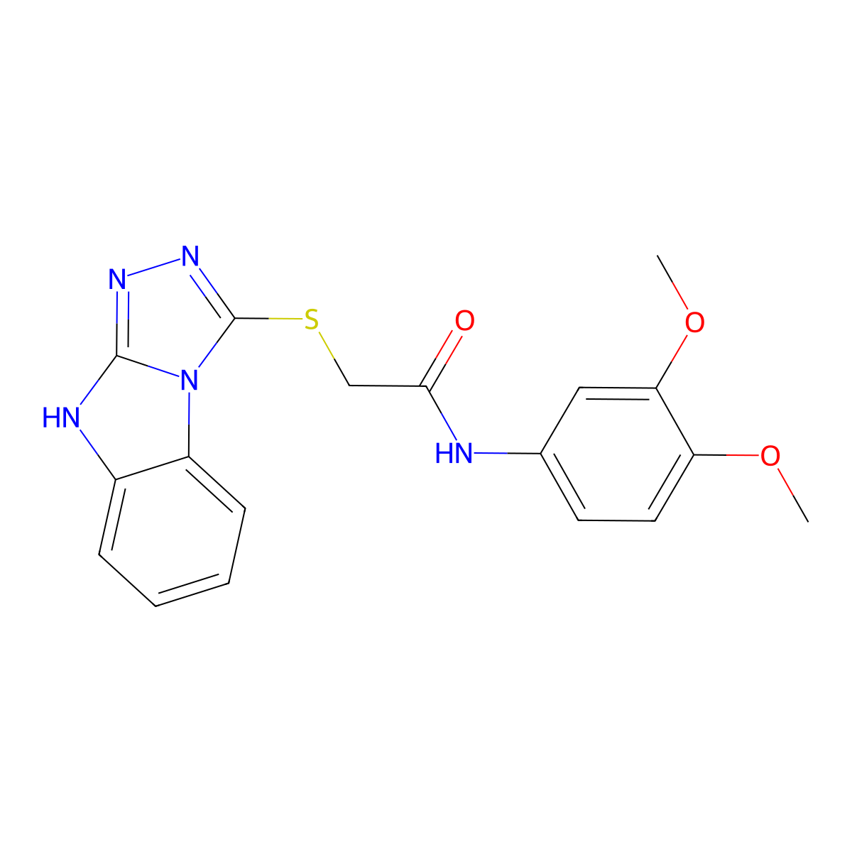 N-(3,4-dimethoxyphenyl)-2-(9H-[1,2,4]triazolo[4,3-a]benzimidazol-3-ylsulfanyl)acetamide molecular structure, CAS 554442-97-6