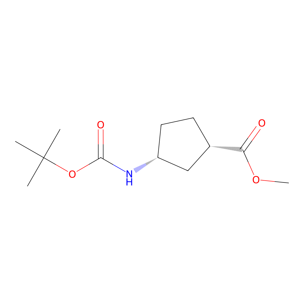 (1S,3R)-methyl 3-[(tert-butoxycarbonyl)amino]cyclopentanecarboxylate molecular structure, CAS 554451-12-6