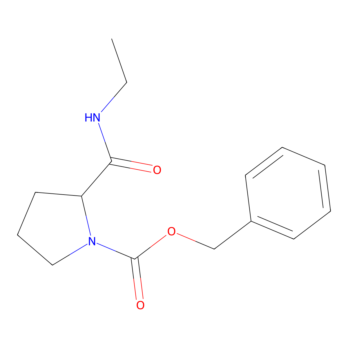 Benzyl 2-(ethylcarbamoyl)pyrrolidine-1-carboxylate molecular structure, CAS 55446-81-6