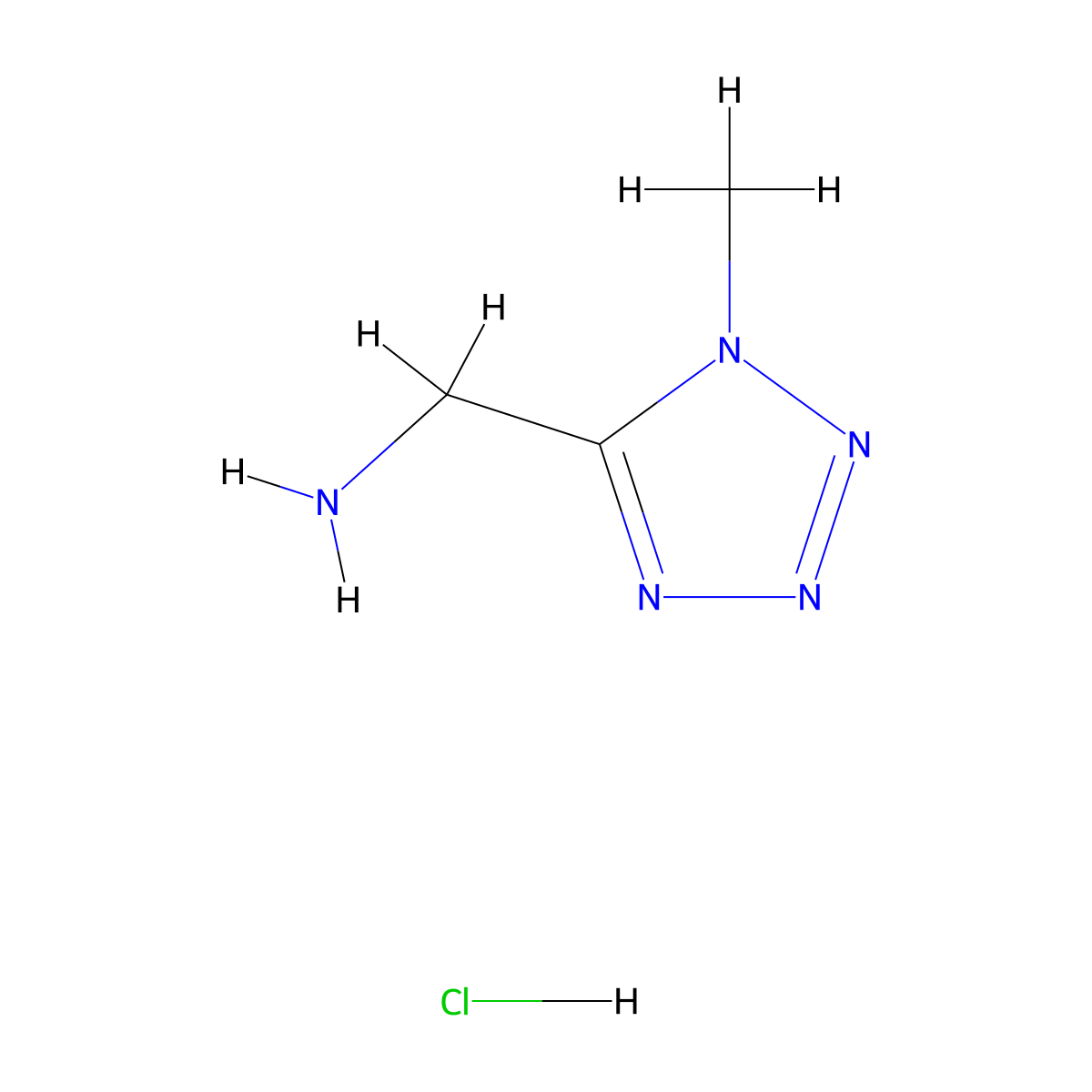 (1-methyl-1H-1,2,3,4-tetrazol-5-yl)methanamine hydrochloride molecular structure, CAS 55446-85-0