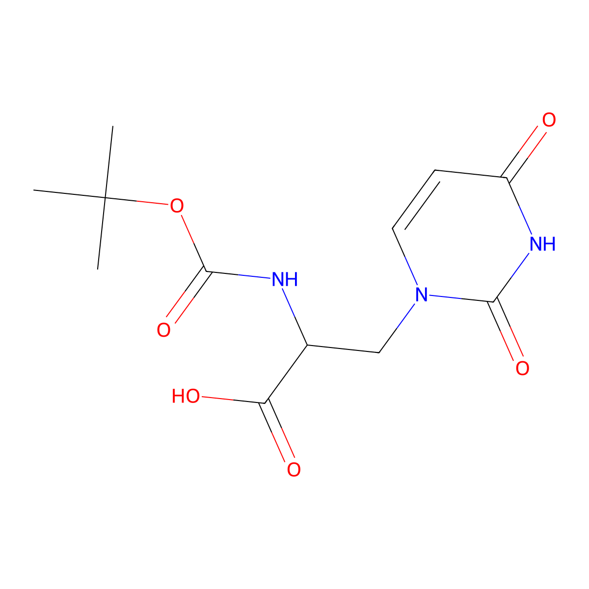 2-{[(Tert-butoxy)carbonyl]amino}-3-(2,4-dioxo-1,2,3,4-tetrahydropyrimidin-1-yl)propanoic acid molecular structure, CAS 55449-25-7