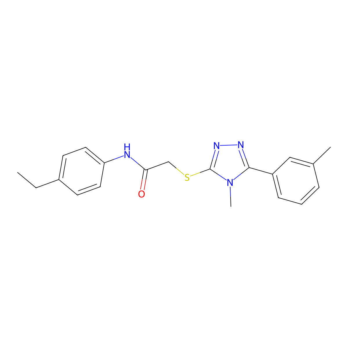 N-(4-ethylphenyl)-2-[[4-methyl-5-(3-methylphenyl)-1,2,4-triazol-3-yl]sulfanyl]acetamide molecular structure, CAS 5545-25-5