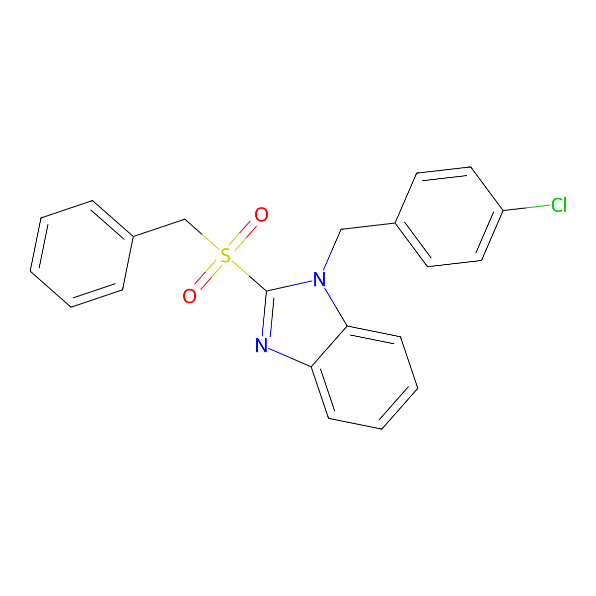 2-Benzylsulfonyl-1-[(4-chlorophenyl)methyl]benzimidazole molecular structure, CAS 5545-72-2