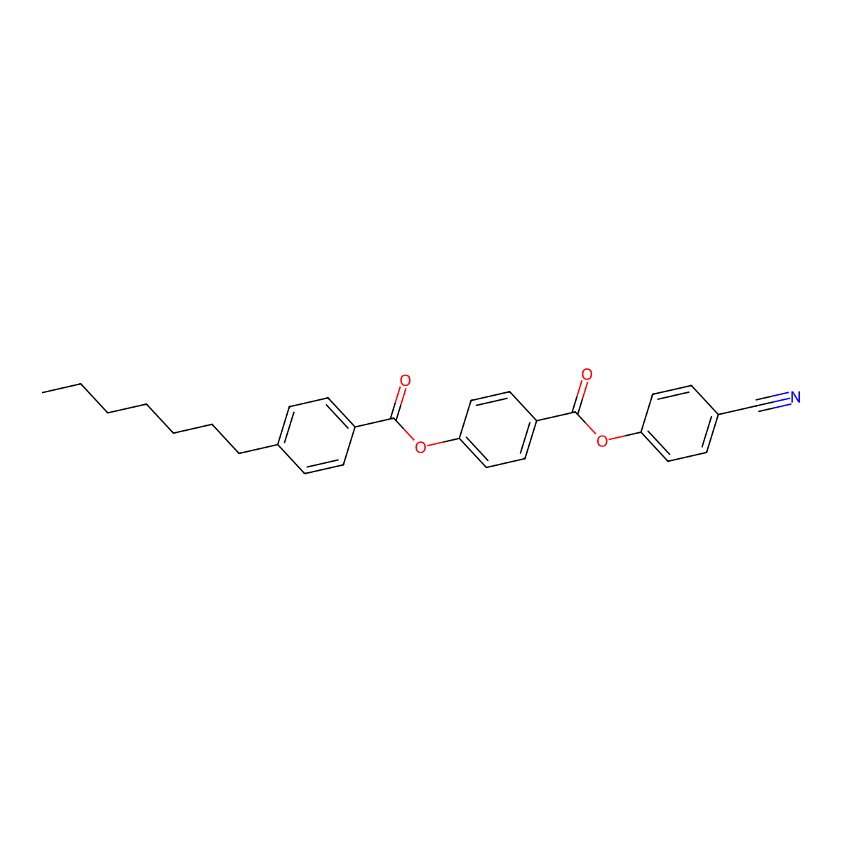 Benzoic acid, 4-heptyl-, 4-[(4-cyanophenoxy)carbonyl]phenyl ester molecular structure, CAS 55453-42-4