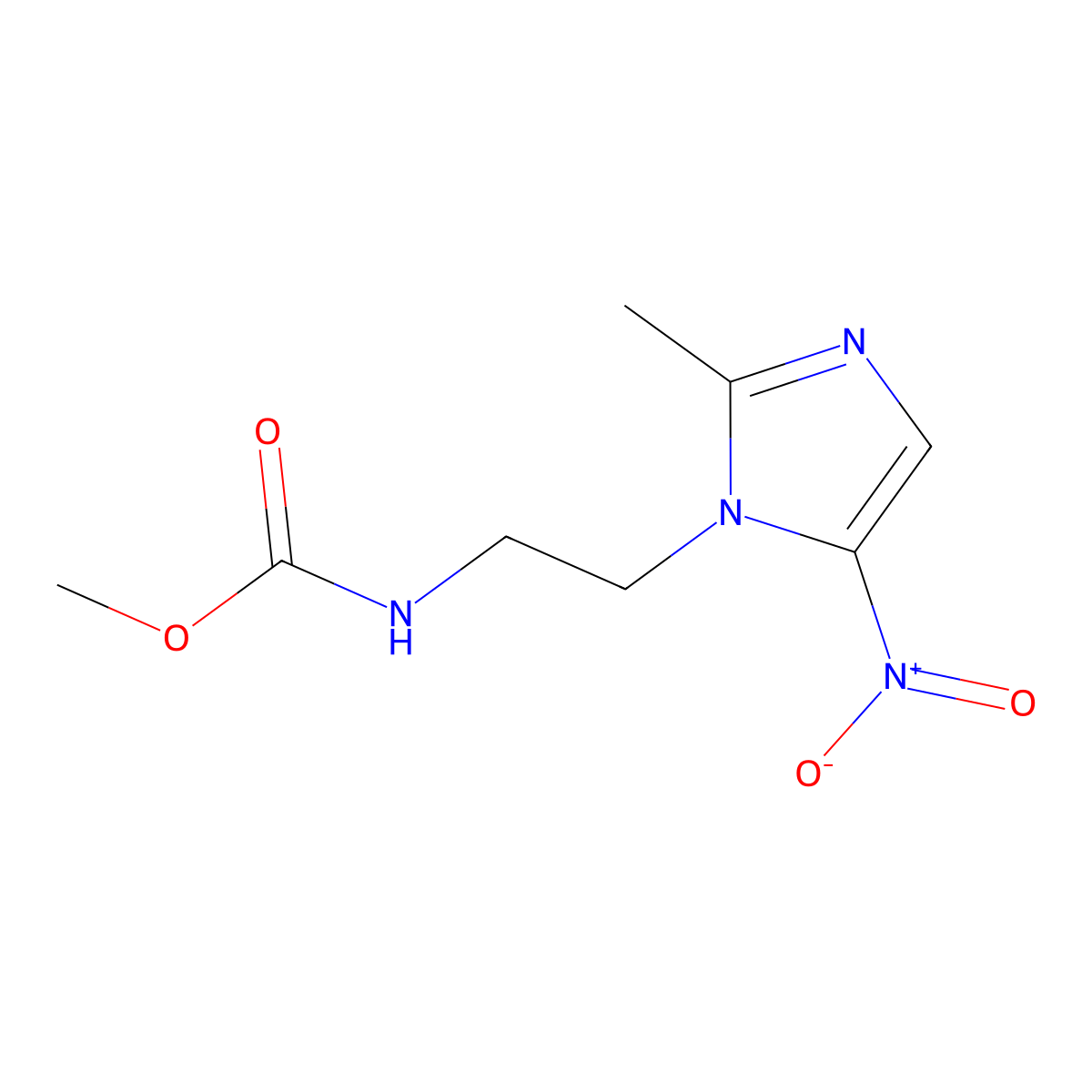 methyl N-[2-(2-methyl-5-nitroimidazol-1-yl)ethyl]carbamate molecular structure, CAS 55455-45-3