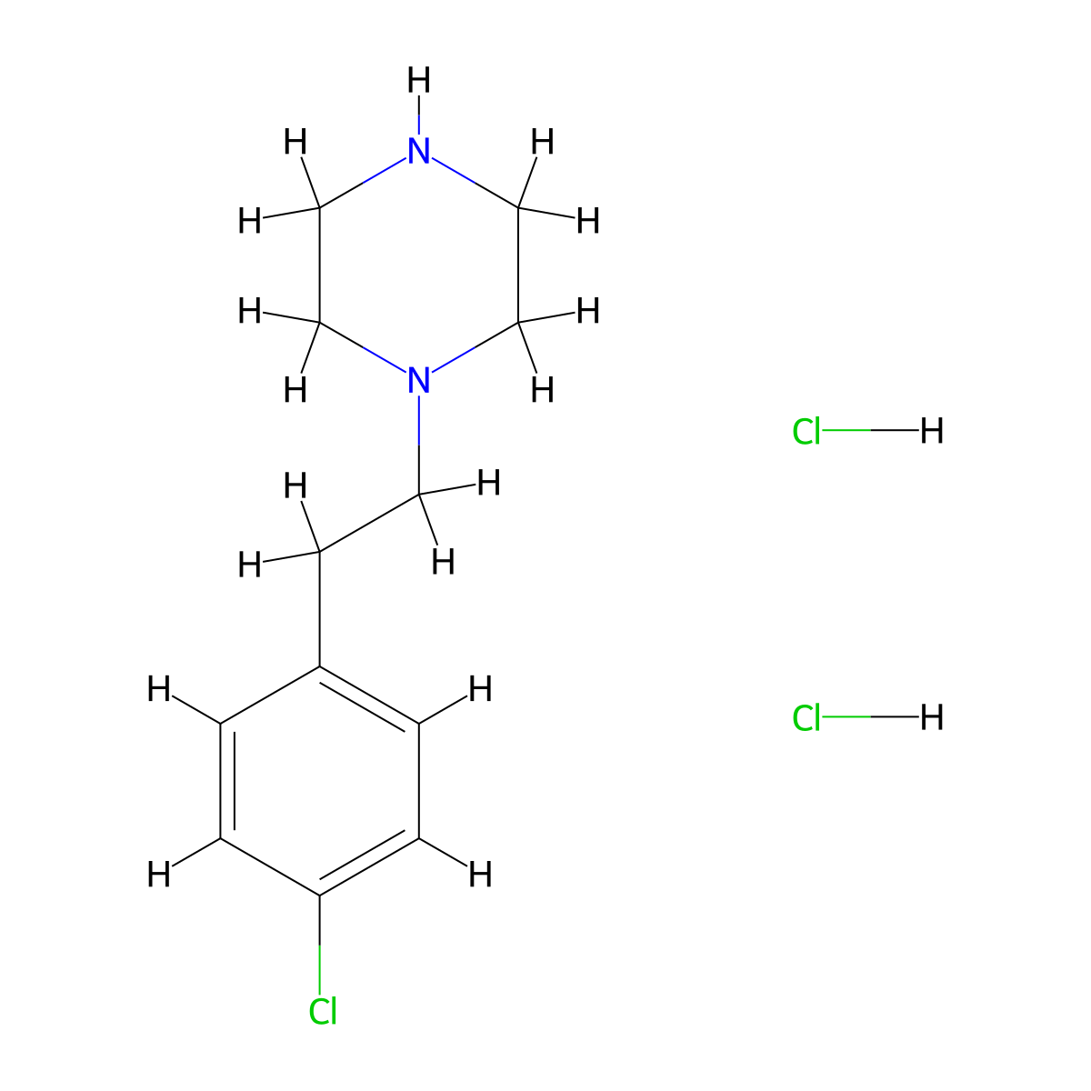 1-[2-(4-Chlorophenyl)ethyl]piperazine 2HCl molecular structure, CAS 55455-93-1