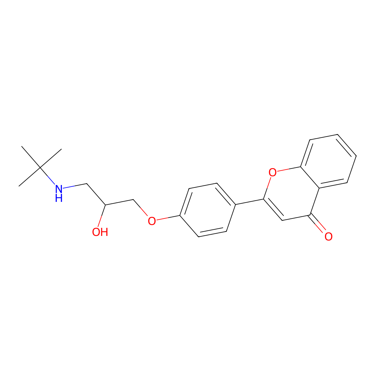 Flavone, 4'-(3-(tert-butylamino)-2-hydroxypropoxy)- molecular structure, CAS 55456-71-8