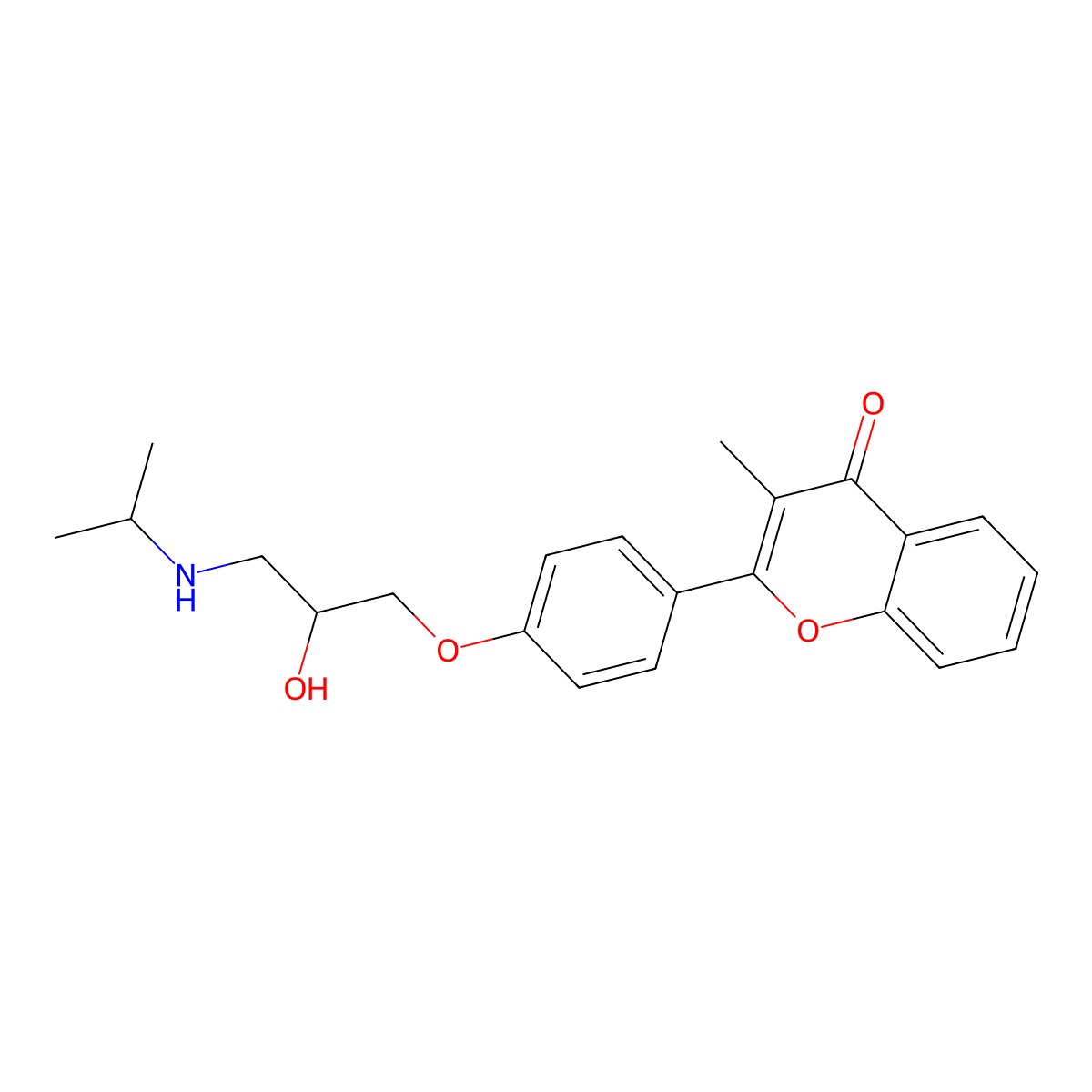 Flavanone, 4'-(3-(isopropylamino)-2-hydroxypropoxy)-3-methyl- molecular structure, CAS 55456-72-9