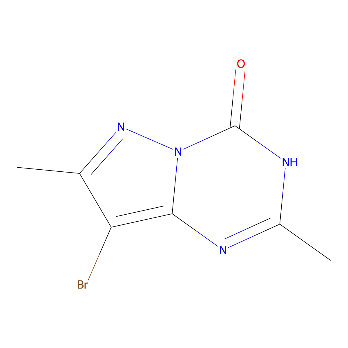 8-Bromo-2,7-dimethylpyrazolo[1,5-a][1,3,5]triazin-4(3H)-one molecular structure, CAS 55457-59-5