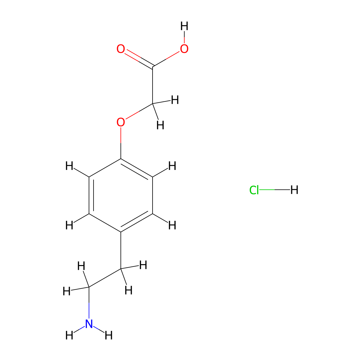 Acetic acid, (4-(2-aminoethyl)phenoxy-, hydrochloride molecular structure, CAS 55458-85-0