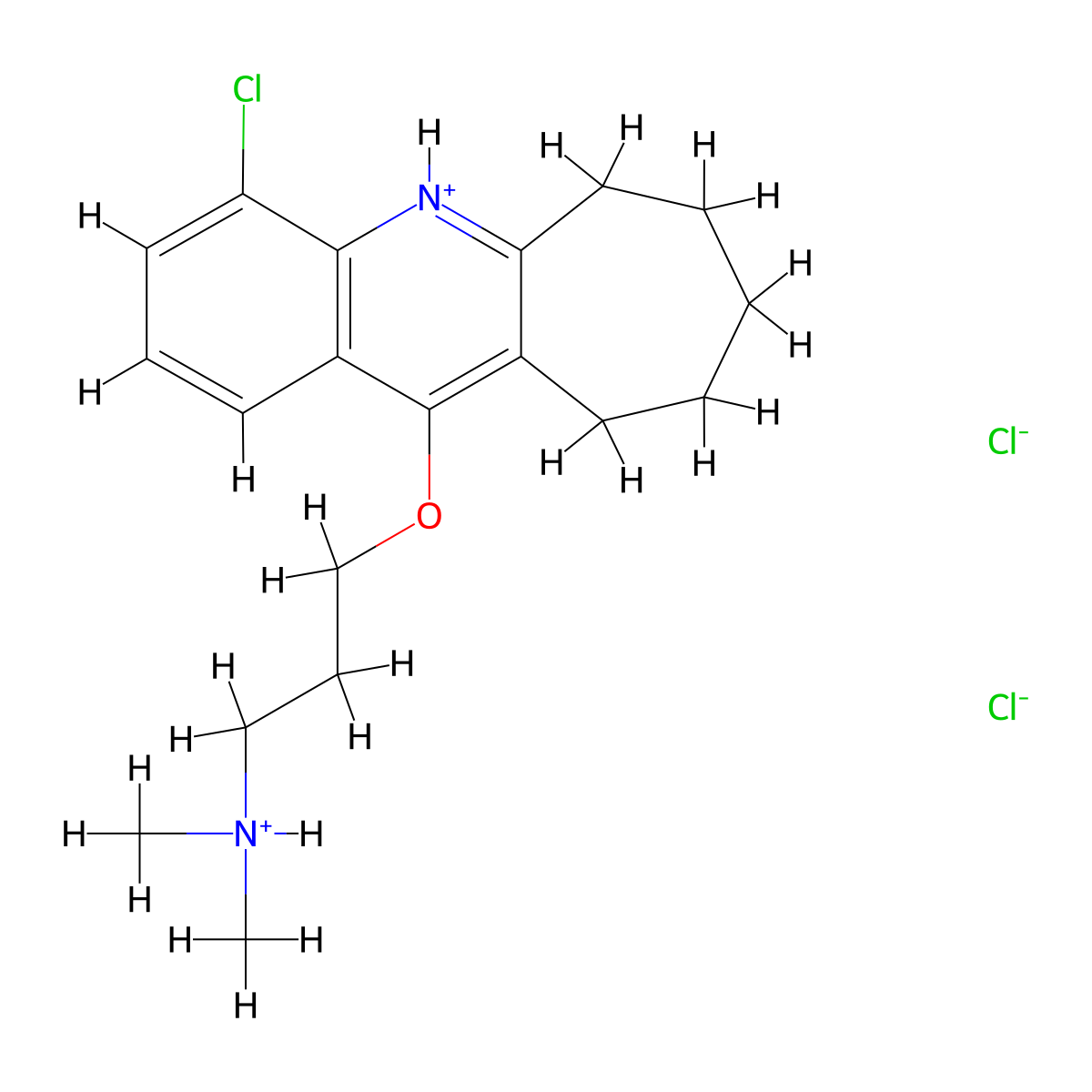 6H-Cyclohepta(b)quinoline, 4-chloro-11-(3-(dimethylamino)propoxy)-7,8,9,10-tetrahydro-, dihydrochloride molecular structure, CAS 5546-63-4