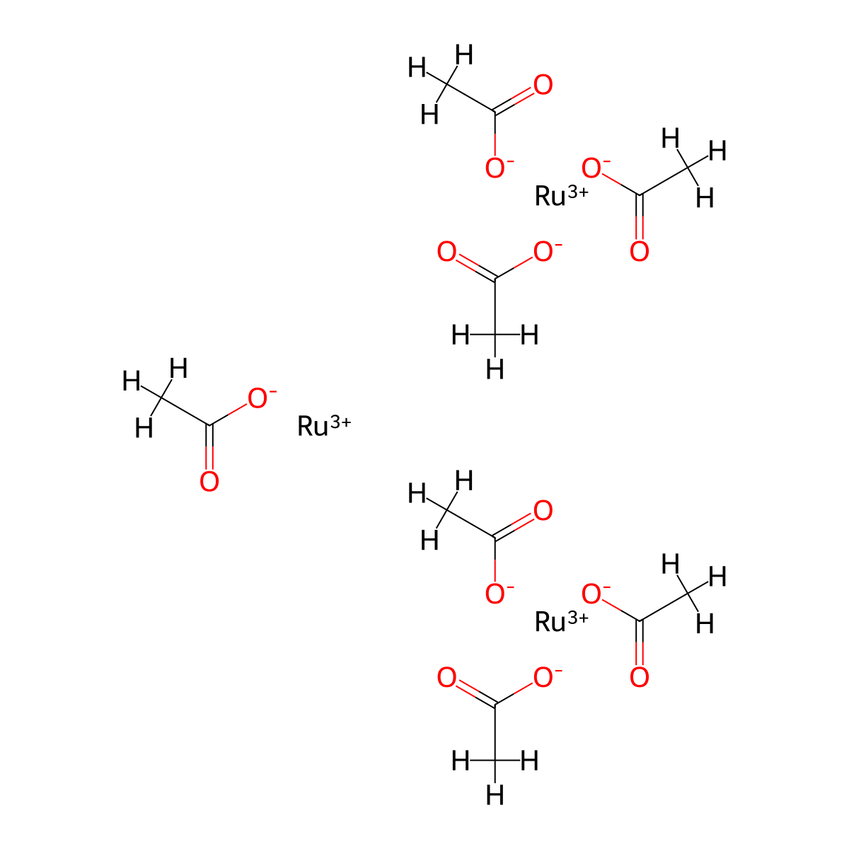 hexakis(mu-(acetato-O:O'))-mu3-oxo-triangulo-triruthenium acetate molecular structure, CAS 55466-76-7