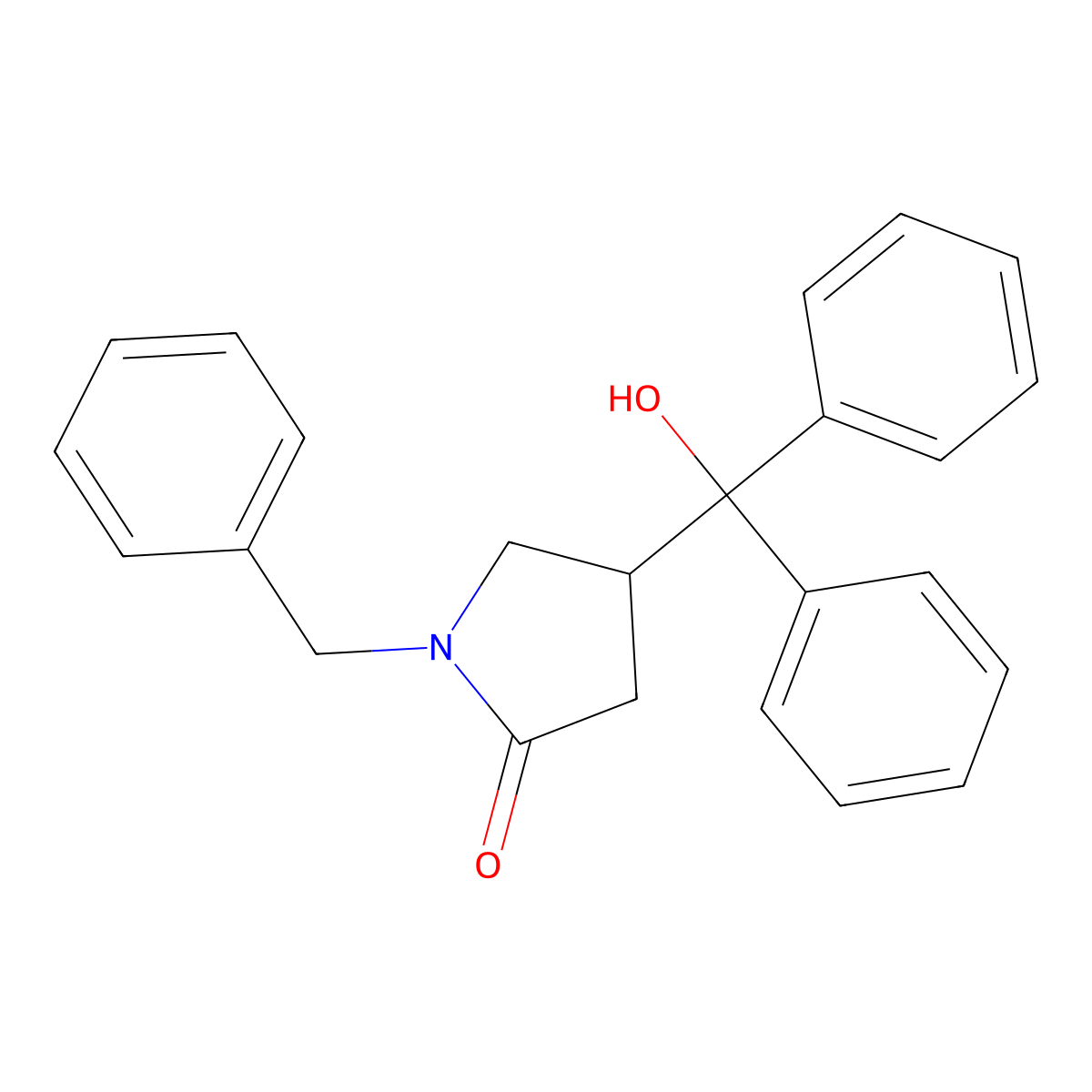1-Benzyl-4-(hydroxy-diphenyl-methyl)-pyrrolidin-2-one molecular structure, CAS 55470-23-0