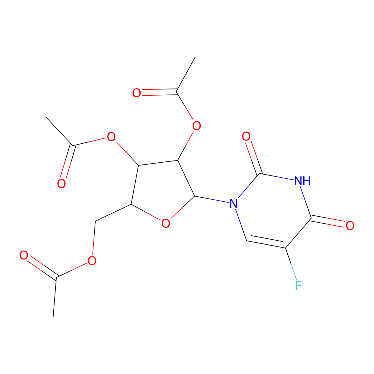 [3,4-Diacetyloxy-5-(5-fluoro-2,4-dioxopyrimidin-1-yl)oxolan-2-yl]methyl acetate molecular structure, CAS 55474-11-8
