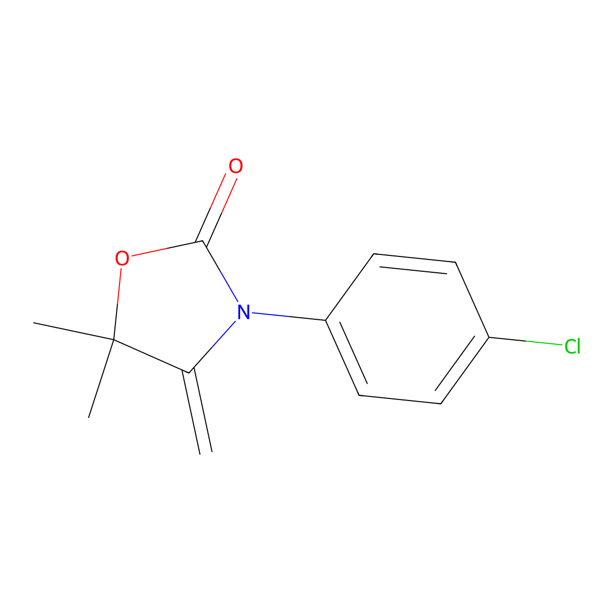 3-(4-Chlorophenyl)-5,5-dimethyl-4-methylene-2-oxazolidinone molecular structure, CAS 55476-05-6