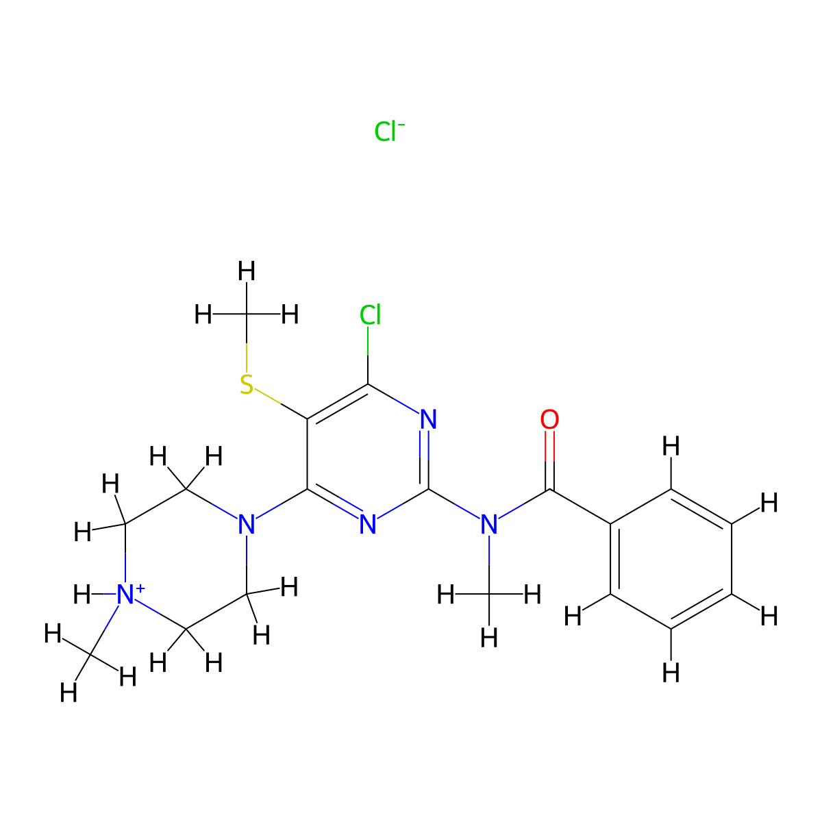 Benzamide, N-(4-chloro-6-(4-methyl-1-piperazinyl)-5-(methylthio)-2-pyrimidinyl)-N-methyl-, monohydrochloride molecular structure, CAS 55477-32-2