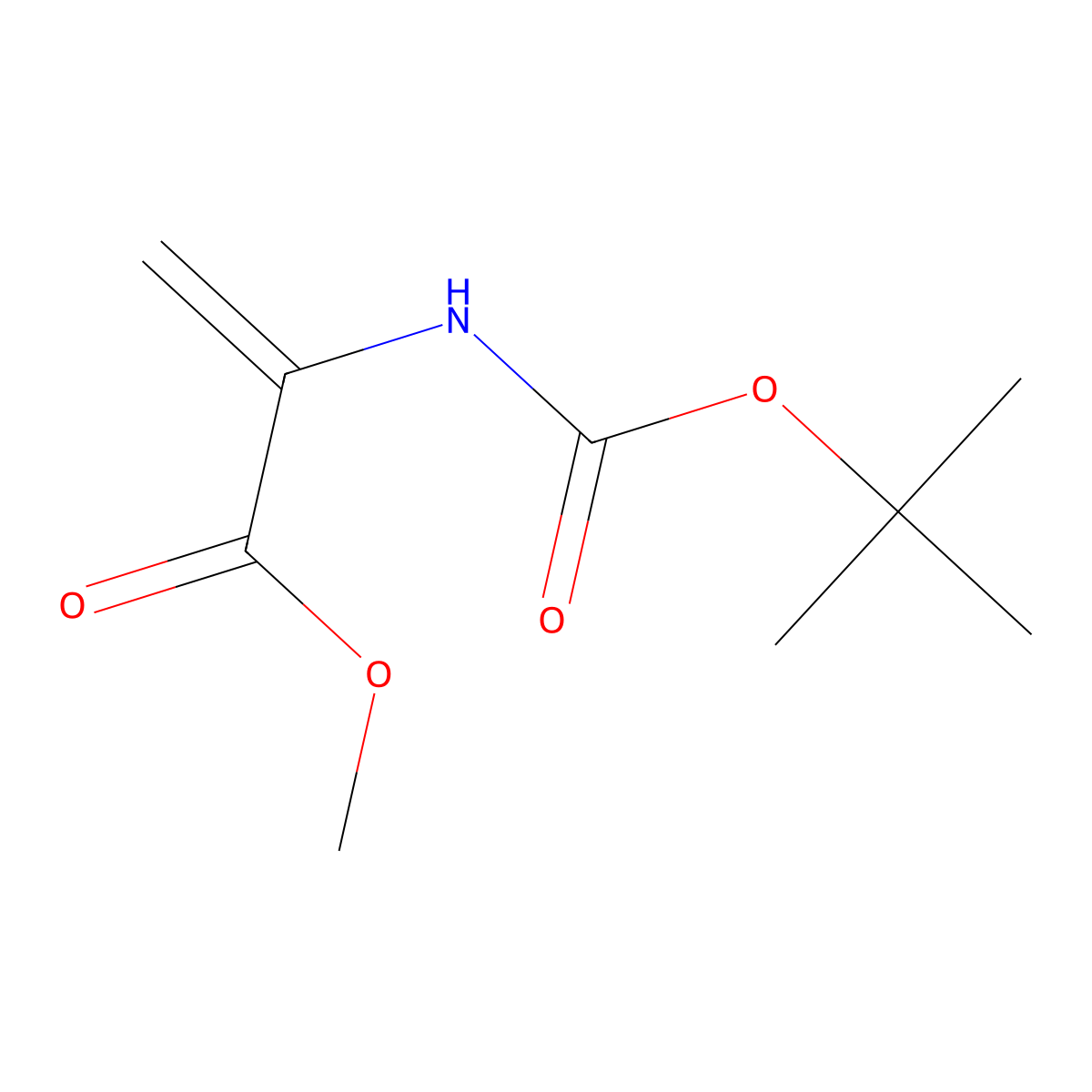 Methyl 2-((tert-butoxycarbonyl)amino)prop-2-enoate molecular structure, CAS 55477-80-0