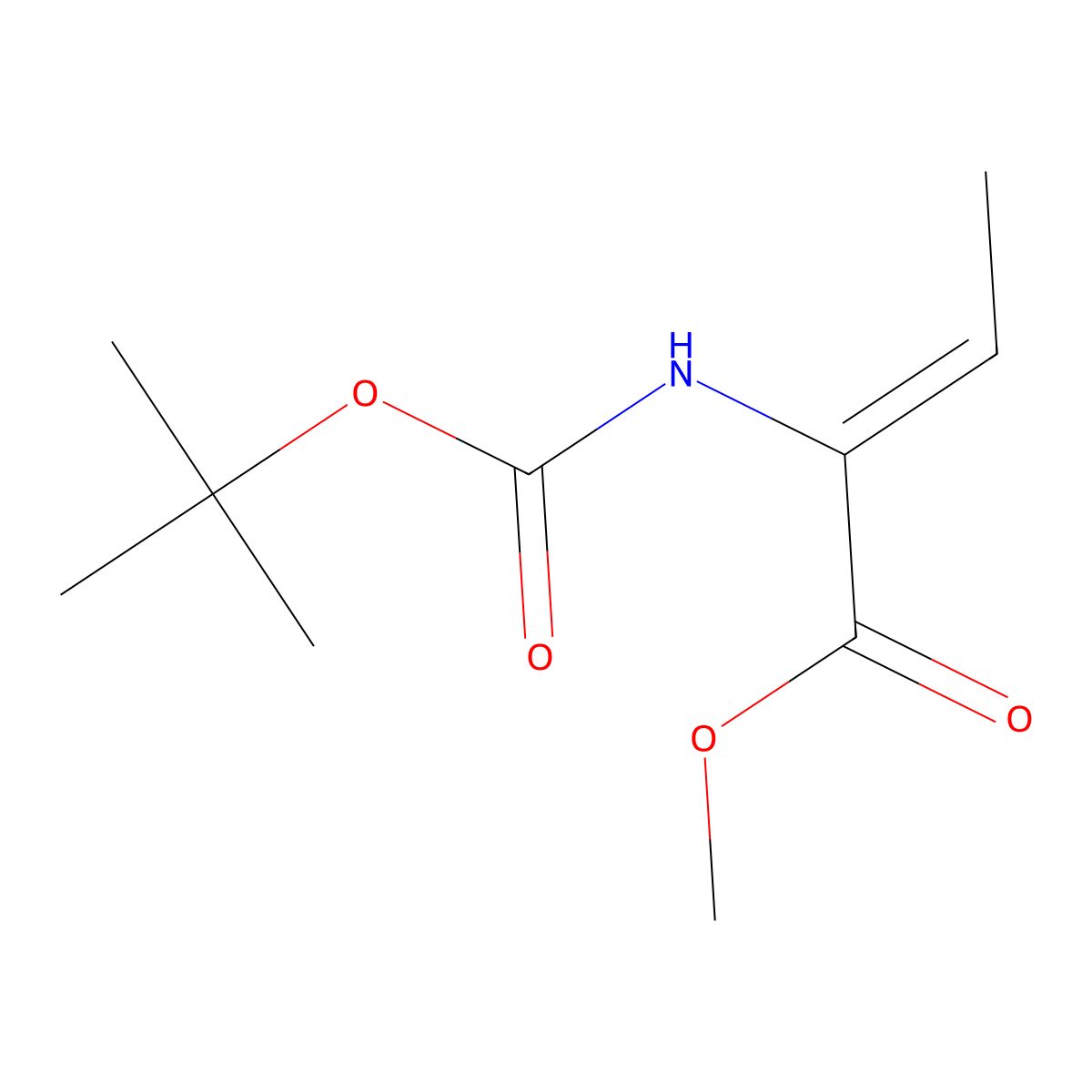 Methyl 2-(tert-butoxycarbonylamino)but-2-enoate molecular structure, CAS 55477-81-1
