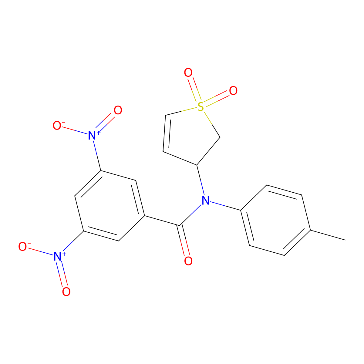 N-(1,1-dioxido-2,3-dihydro-3-thienyl)-N-(4-methylphenyl)-3,5-dinitrobenzamide molecular structure, CAS 5548-08-3