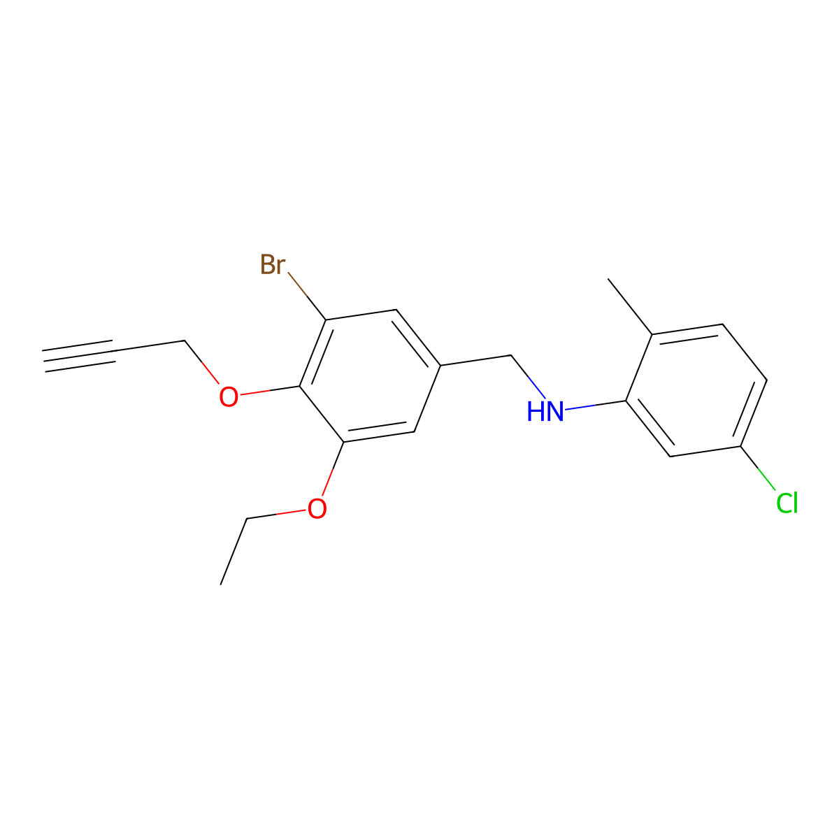N-[3-bromo-5-ethoxy-4-(prop-2-yn-1-yloxy)benzyl]-5-chloro-2-methylaniline molecular structure, CAS 5548-31-2