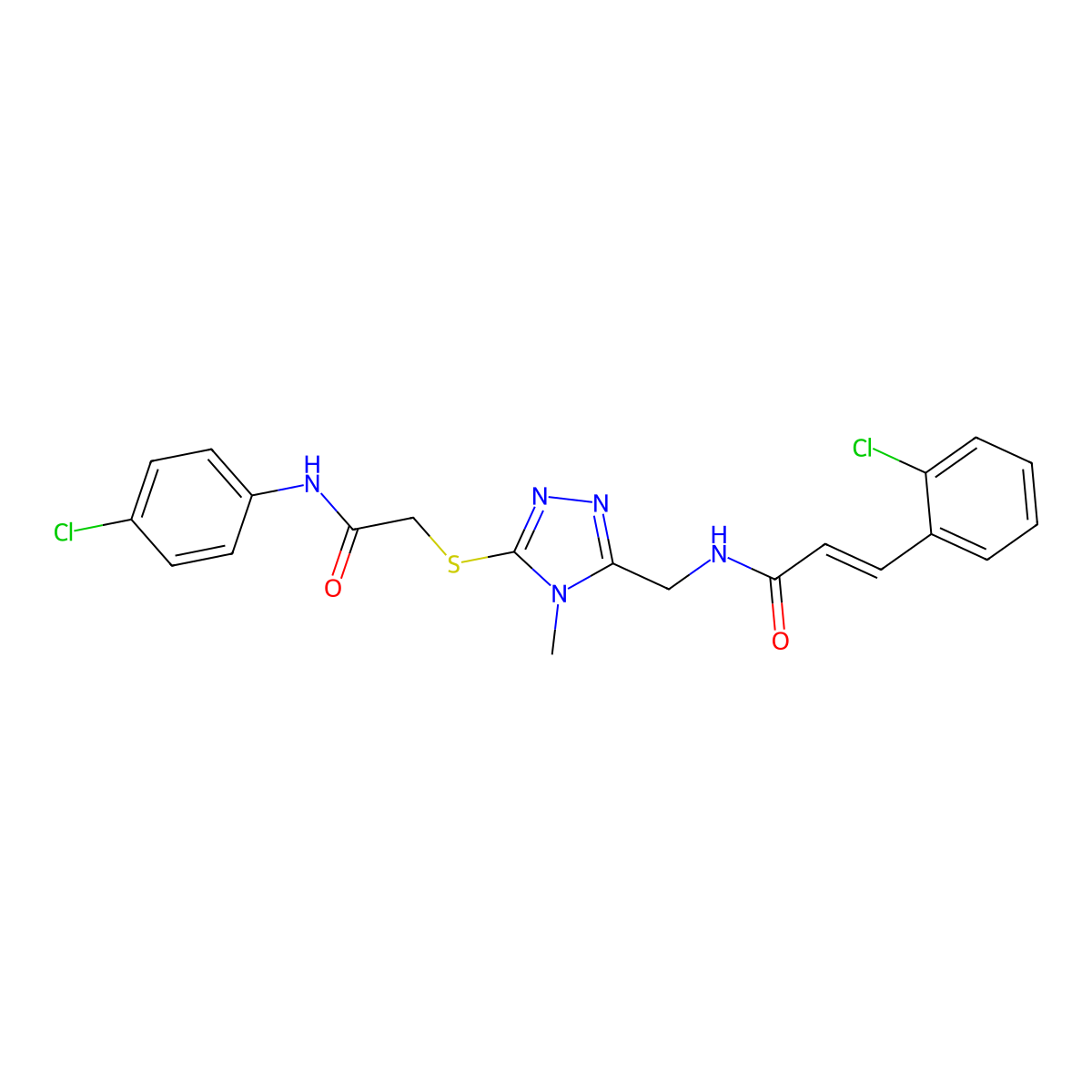 N-[[5-[2-(4-chloroanilino)-2-oxoethyl]sulfanyl-4-methyl-1,2,4-triazol-3-yl]methyl]-3-(2-chlorophenyl)prop-2-enamide molecular structure, CAS 5548-76-5