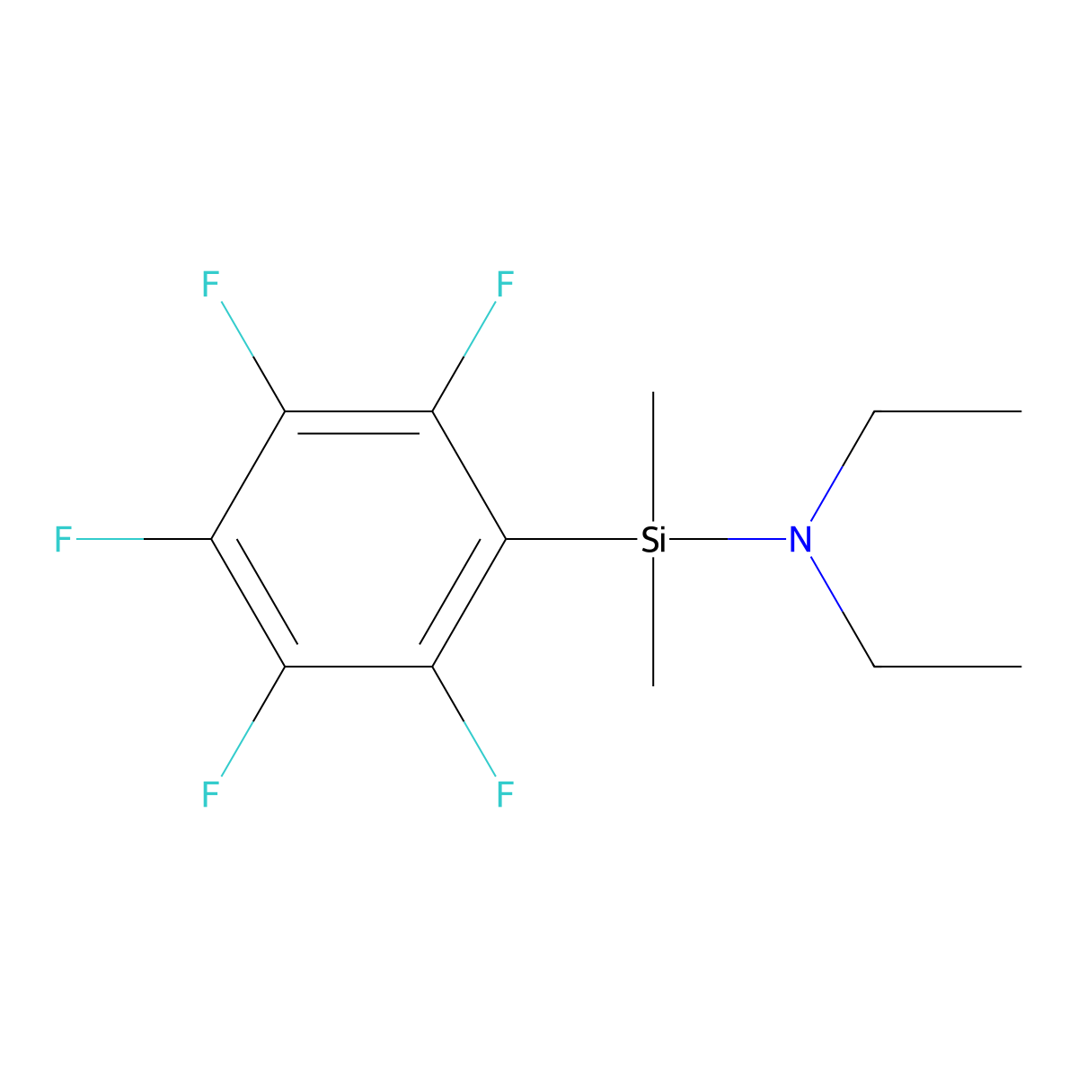 N,N-diethyl-1,1-dimethyl-1-(pentafluorophenyl)silylamine molecular structure, CAS 55485-74-0