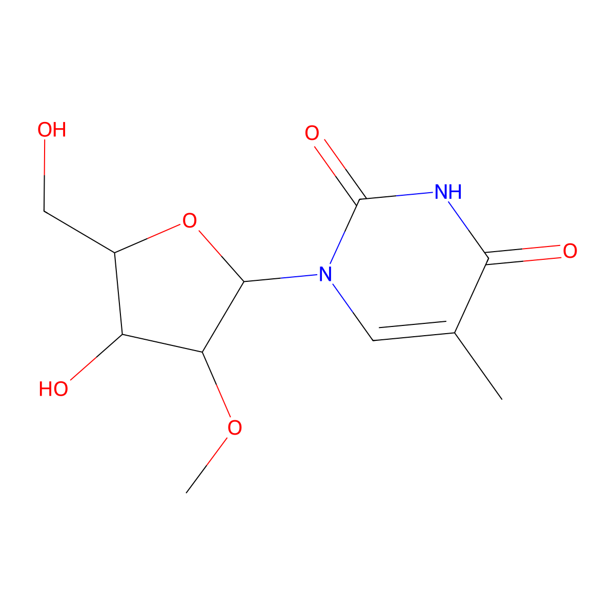 5-Methyl-2'-O-methyluridine molecular structure, CAS 55486-09-4