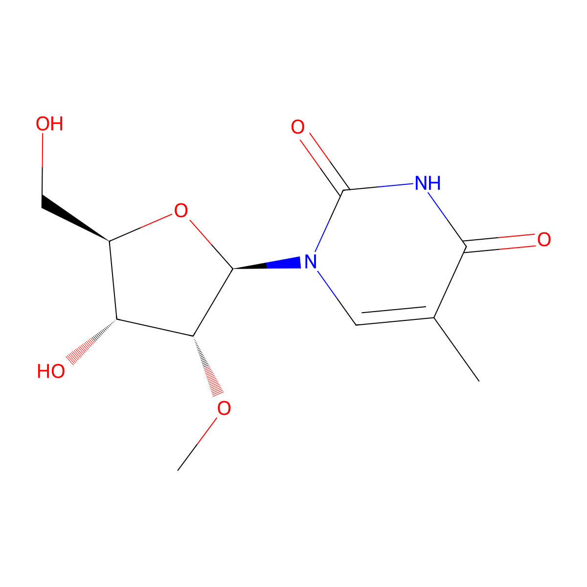 5-Methyl-2'-O-methyluridine molecular structure, CAS 55486-09-4