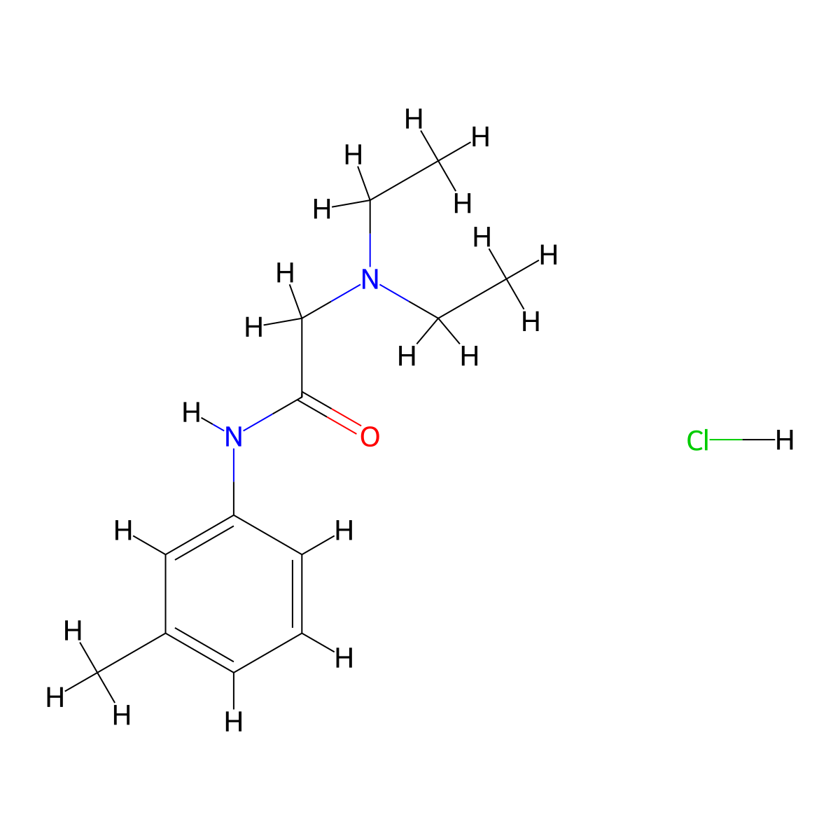 Acetamide, 2-(diethylamino)-N-(3-methylphenyl)-, monohydrochloride molecular structure, CAS 55489-46-8