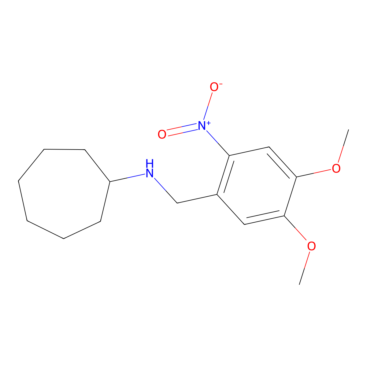 N-(4,5-dimethoxy-2-nitrobenzyl)cycloheptanamine molecular structure, CAS 5549-74-6