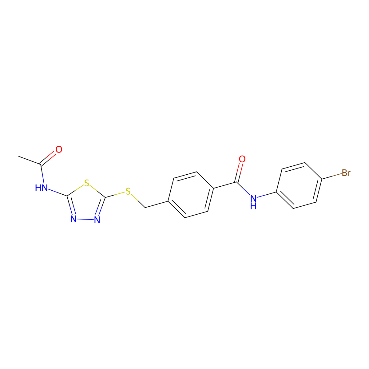 4-({[5-(acetylamino)-1,3,4-thiadiazol-2-yl]sulfanyl}methyl)-N-(4-bromophenyl)benzamide molecular structure, CAS 5549-93-9