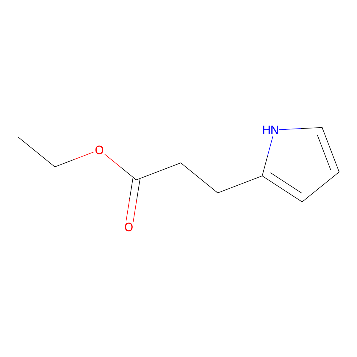 Ethyl 3-(1H-pyrrol-2-yl)propanoate molecular structure, CAS 55490-37-4