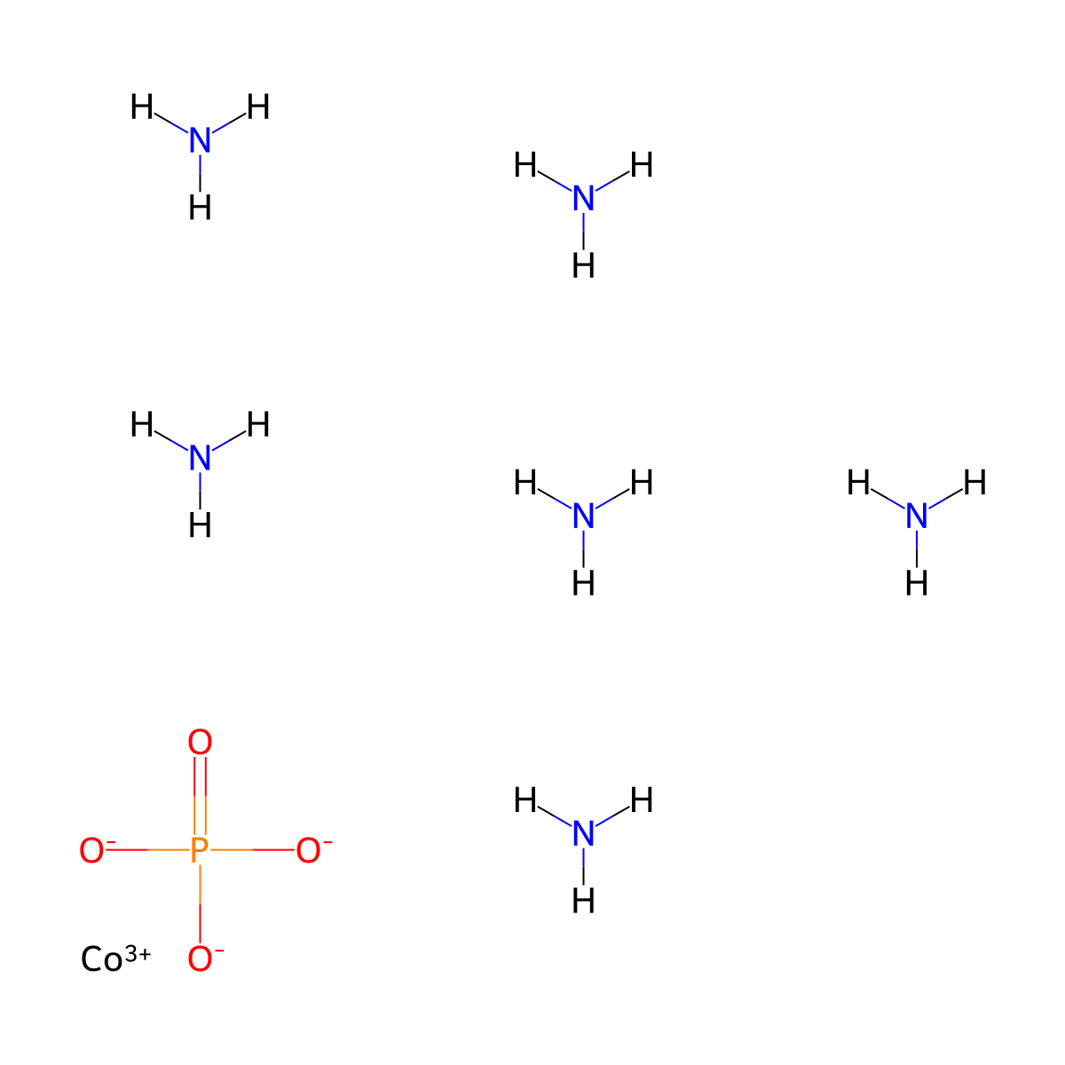 Cobalt(3+), hexaammine-, (OC-6-11)-, phosphate (1:1) molecular structure, CAS 55494-92-3
