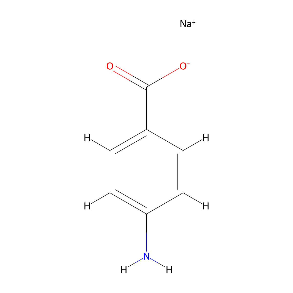 Sodium 4-aminobenzoate molecular structure, CAS 555-06-6