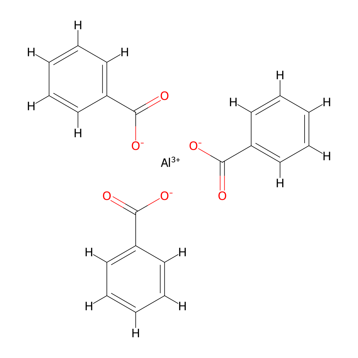 Aluminum benzoate molecular structure, CAS 555-32-8